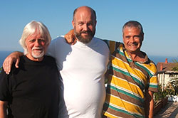 Me, Matt Harding, singer/songwriter (and musical mate), and Juan Soroeta, at Juan's house, San Sebastian, 3rd Sept, 2013